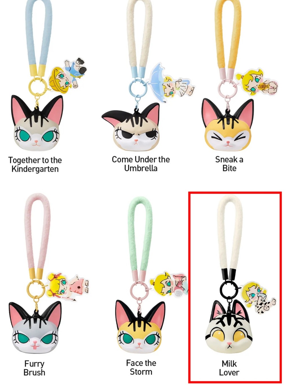Pop mart baby Molly squishy Charm Keychain - milk lover